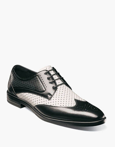 Asher Wingtip Lace Up in Black w/White for $$150.00