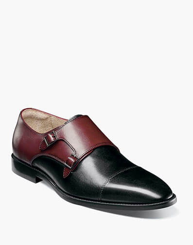 Raythorne Cap Toe Double Monk Strap in Black Multi for $$155.00