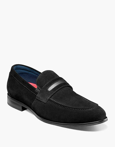 Burke Moc Toe Saddle Slip On Black Suede