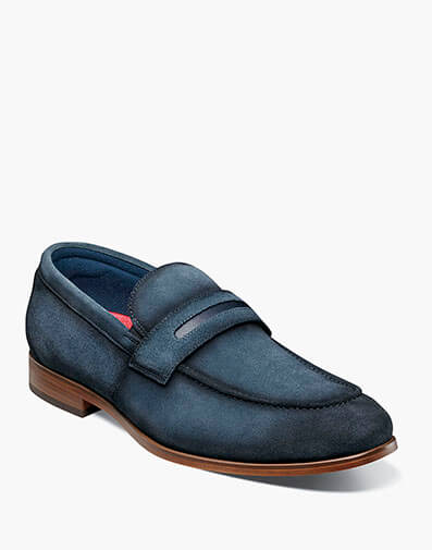 Burke Moc Toe Saddle Slip On Navy Suede
