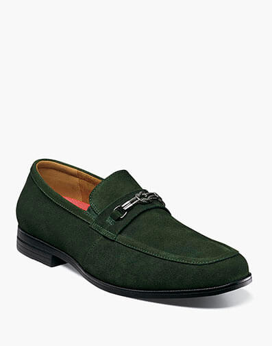 Ravelle Moc Toe Bit Slip On in Green Suede for $$125.00
