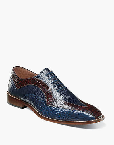 Tallero V-Tip Oxford in Dark Blue and Black for $$150.00