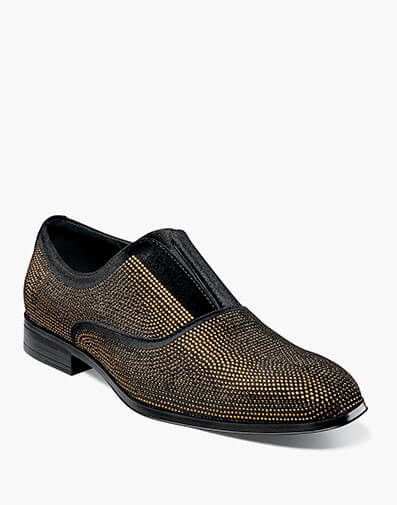 Starleigh Rhinestone Plain Toe Slip On in Black and Gold for $$110.00