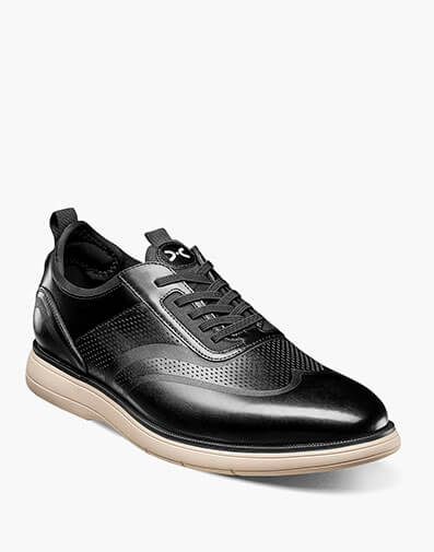 Edgewood Wingtip Elastic Lace Up Black