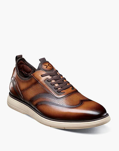Edgewood Wingtip Elastic Lace Up in Cognac for $$165.00