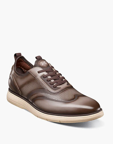 Edgewood Wingtip Elastic Lace Up Taupe