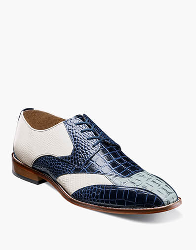 Tristano Modified Bike Toe Oxford in Dark Blue and Black for $$140.00