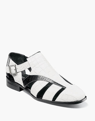 Calandro City Sandal in Black w/White for $$140.00
