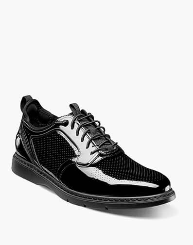 Spyre Plain Toe Elastic Lace Up  Black Patent