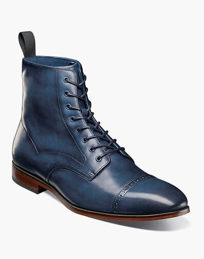 Henry Cap Toe Lace Up Boot in Navy for $$200.00