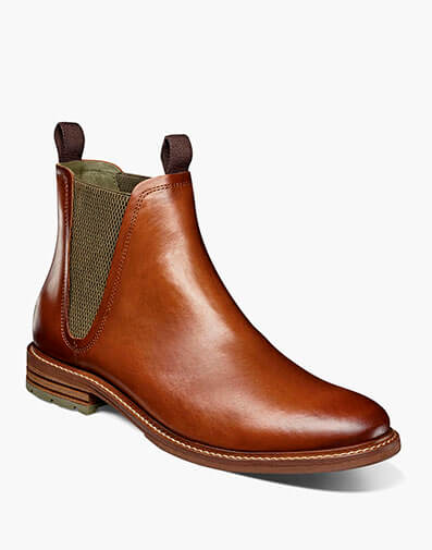 Isaacson Plain Toe Chelsea Boot in Cognac for $$175.00