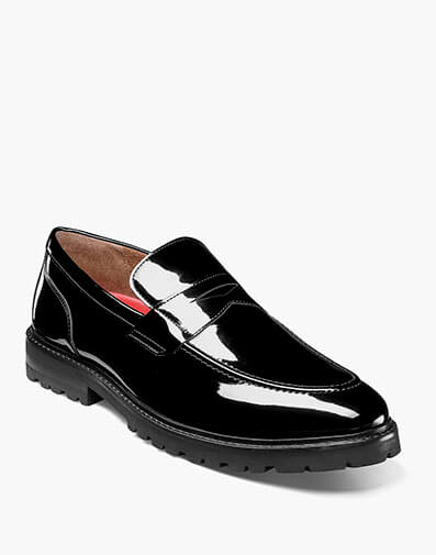 Hazelton Moc Toe Penny Slip On in Black Patent for $$130.00