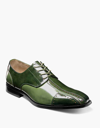 Palmento Modified Cap Toe Oxford in Green Multi for $$170.00