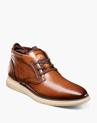 Eastmont Plain Toe Elastic Lace Chukka Boot in Cognac for $$170.00