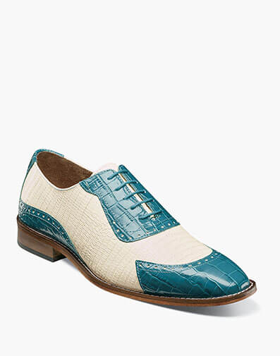 Tarango Modified Cap Toe Oxford in Navy with Teal for $$160.00