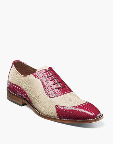 Tarango Modified Cap Toe Oxford in Raspberry/Ivory for $$160.00