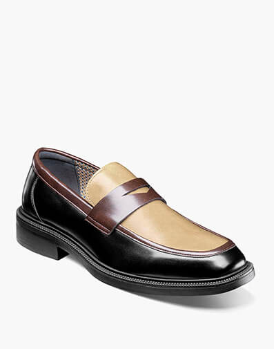 Everett Moc Toe Penny Slip On in Black and Brown for $$120.00