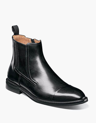Berkshire Cap Toe Side Zip Boot in Black for $$190.00