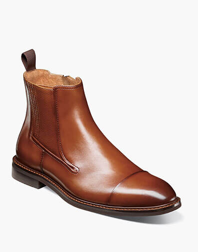 Berkshire Cap Toe Side Zip Boot in Brandy for $$190.00