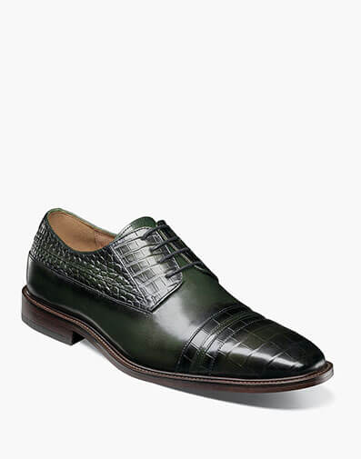 Martino Cap Toe Oxford in Green for $$11000.00