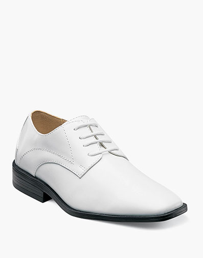 Kids Carmichael Plain Toe Oxford White