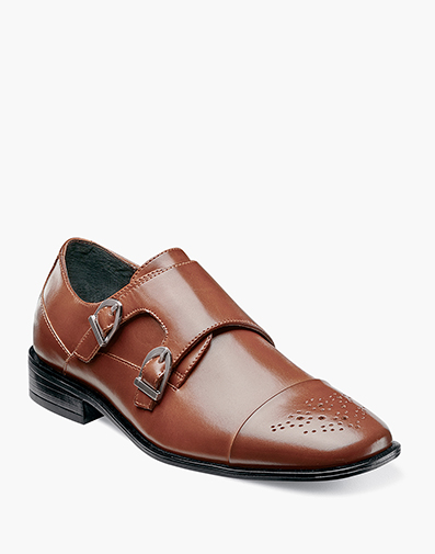 Kids Trevor Cap Toe Monk Strap Cognac