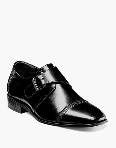 Kids Macmillian Cap Toe Monk Strap Black