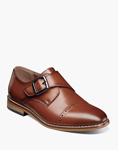 Kids Desmond Cap Toe Monk Strap in Cognac for $$80.00