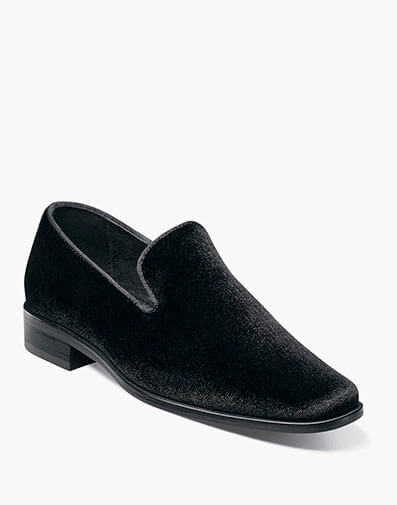 Kids Savian Plain Toe Velour Slip On in Black for $$70.00